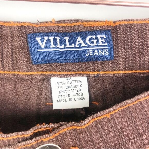 VILLAGE JEANS | Vintage Brown Textured Pants Orange Accents Women’s Plus Size 20 - Picture 5 of 6